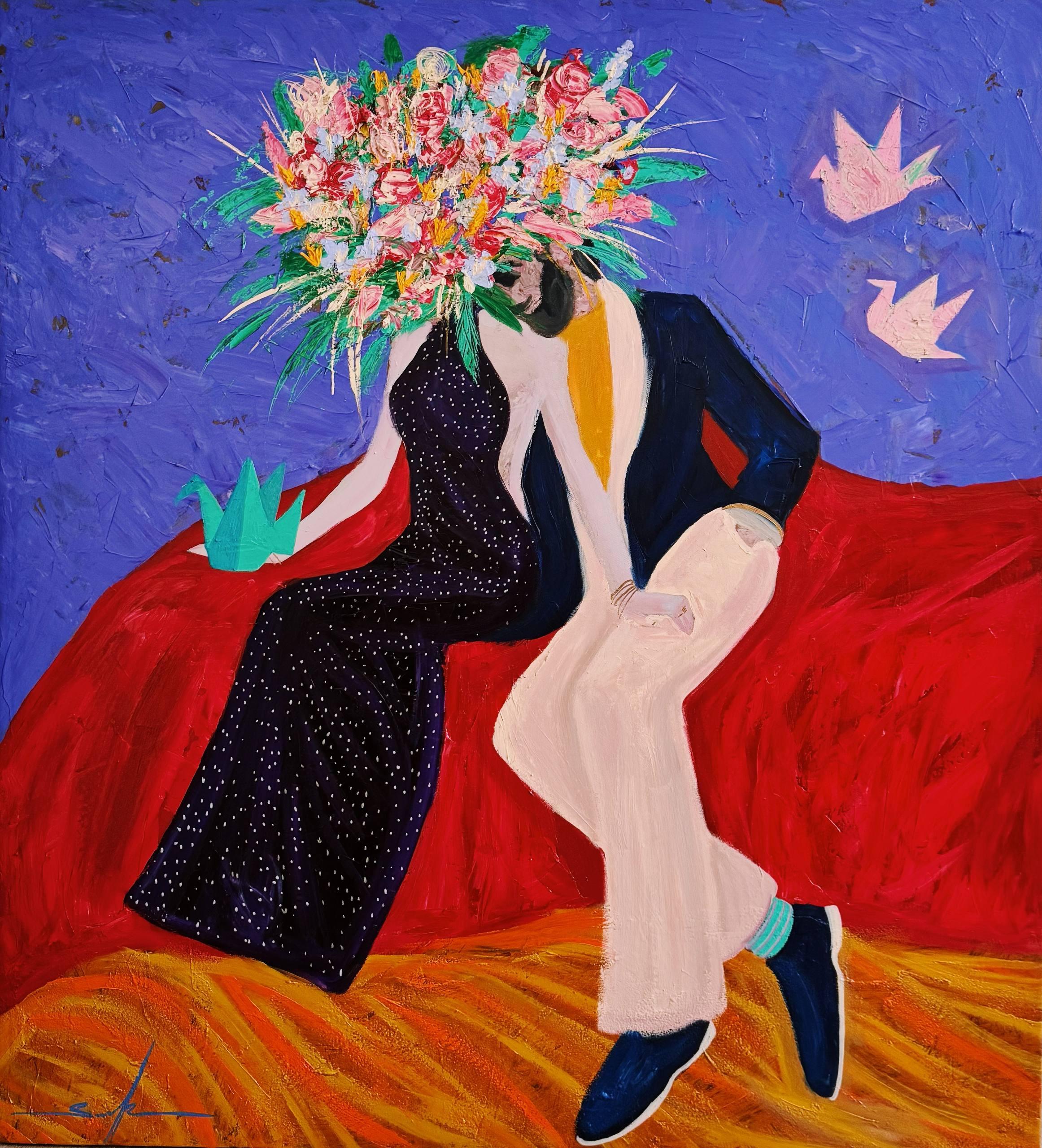 Amanti , 120x100 cm, acrilico su tela - Art di Majnun