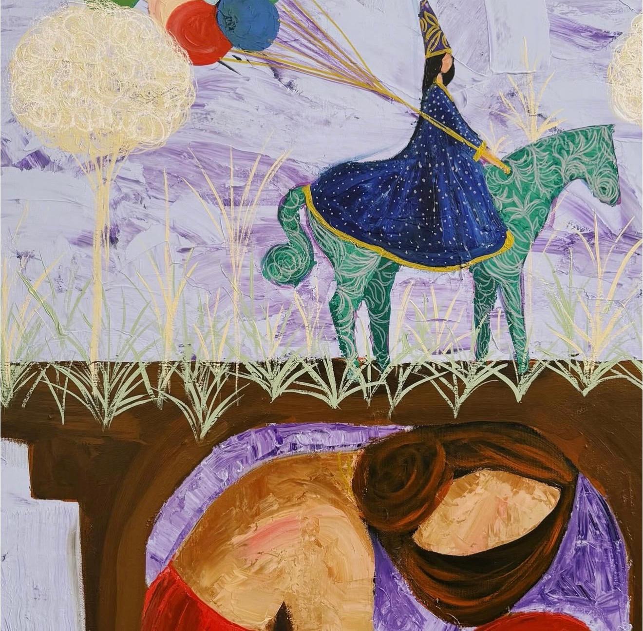 Memories of the Future, 125x125cm, acrylic on canvas - Contemporary Art by Majnun