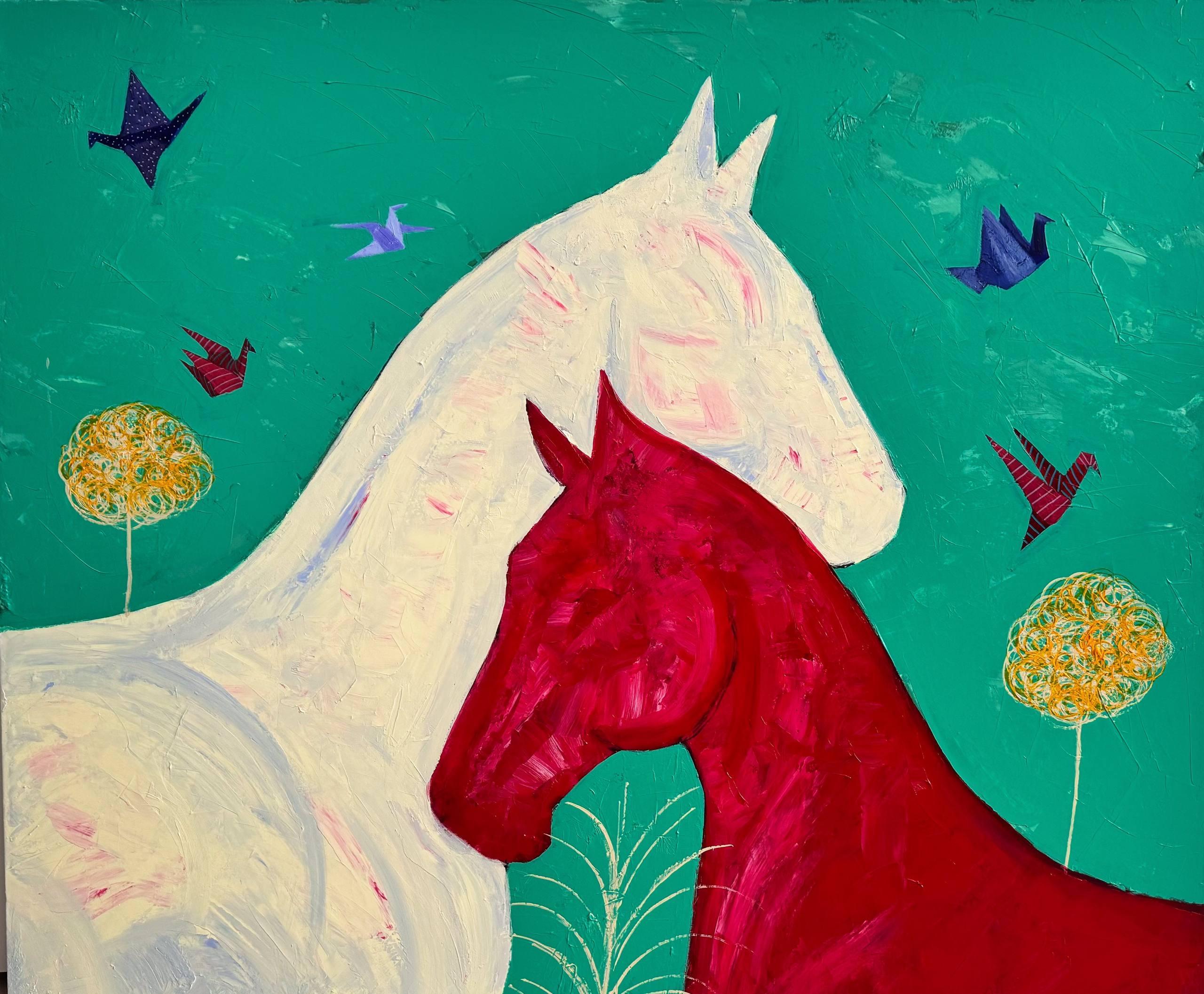 Majnun Figurative Painting - Series "Horses", 100x120 cm, acrylic on canvas