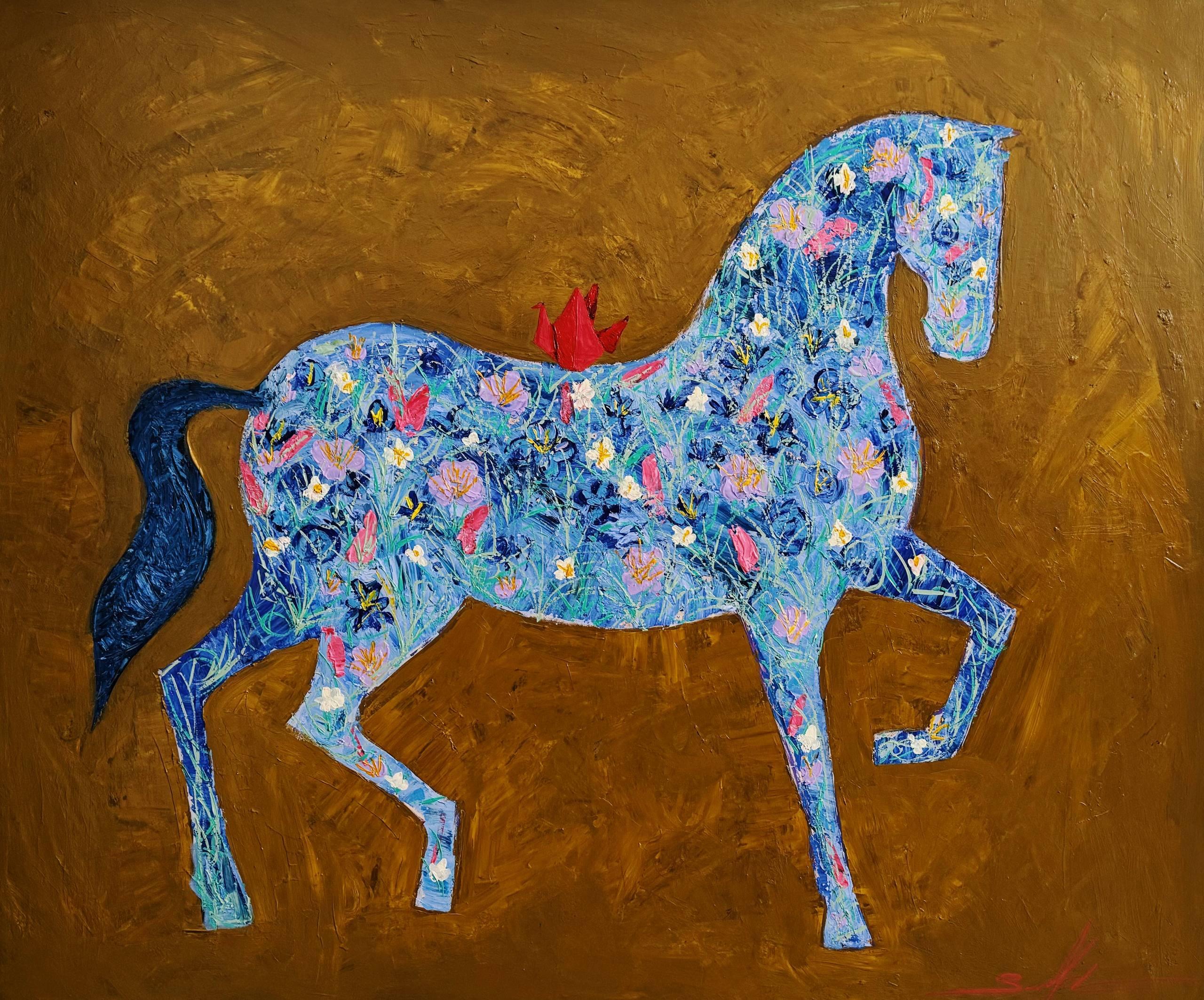 Majnun Figurative Painting - Series "Horses", 100x120 cm, acrylic on canvas