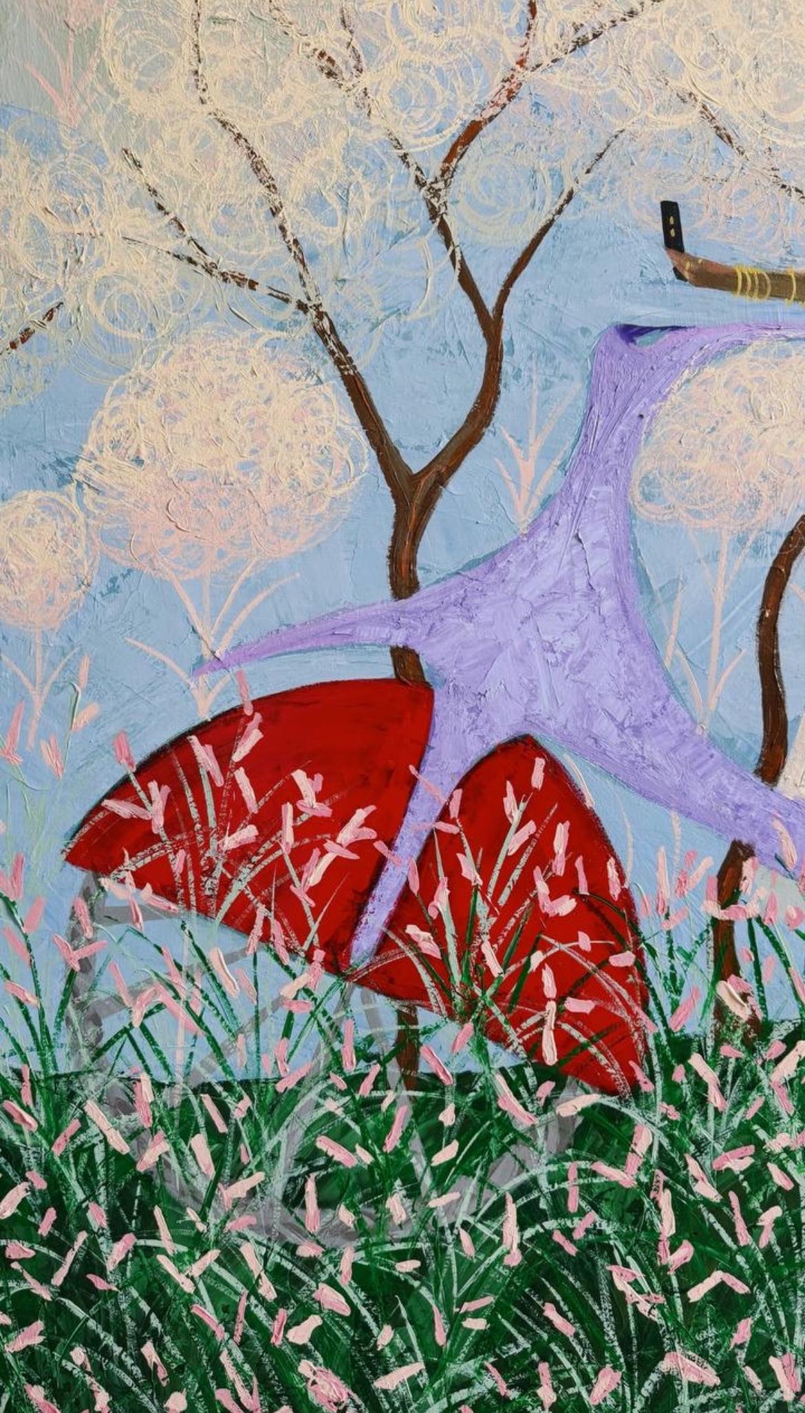Siri, I'm lost., 120x100cm, acrylic on canvas - Contemporary Painting by Majnun