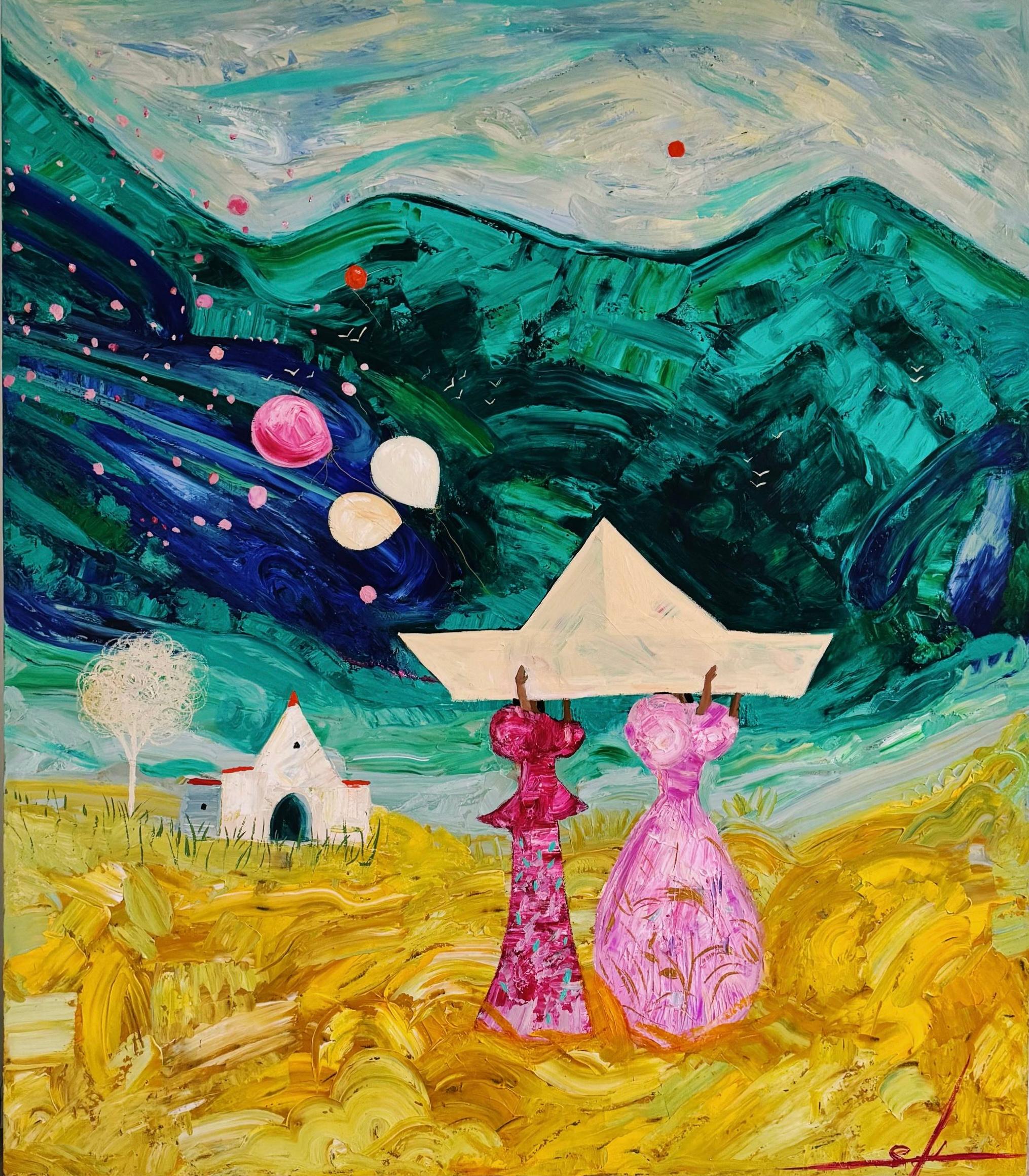 Sisters , 150x130 cm, acrylic on canvas