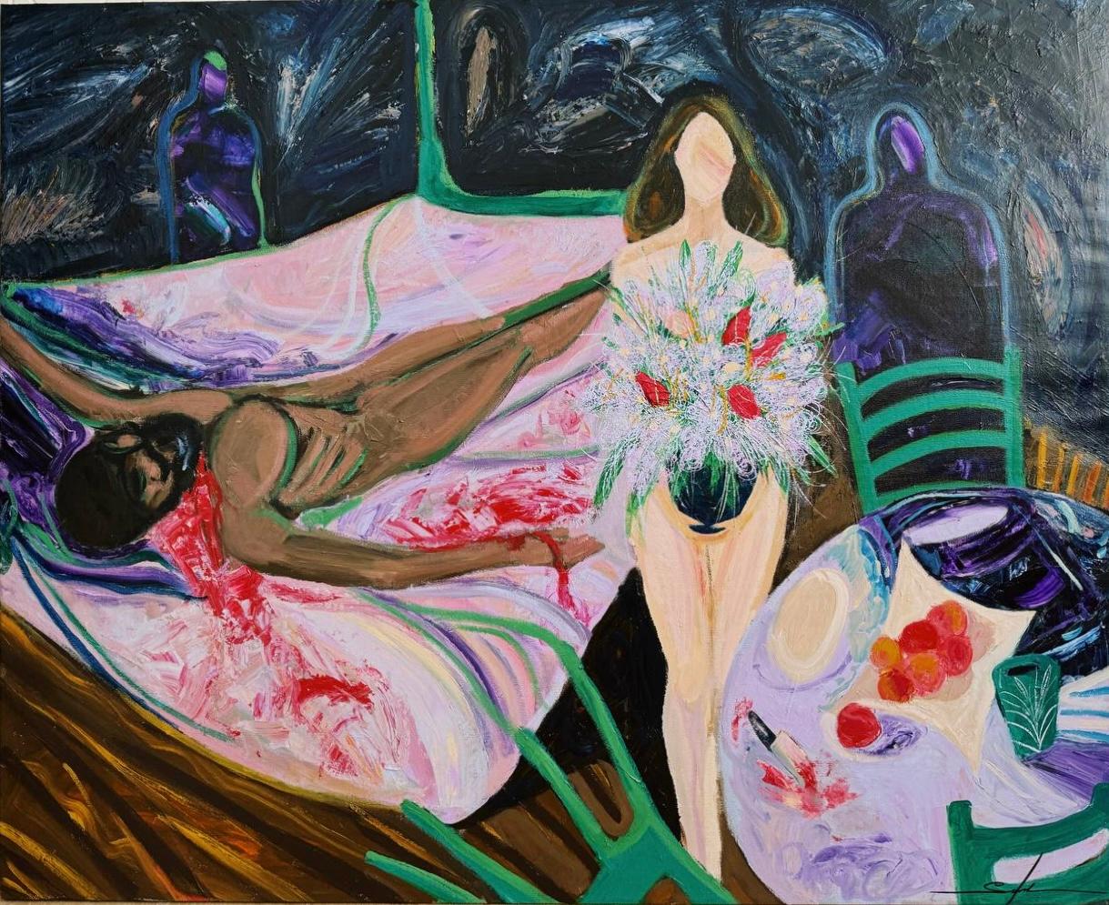 La morte di Majnun, 140x180 cm, acrilico su tela