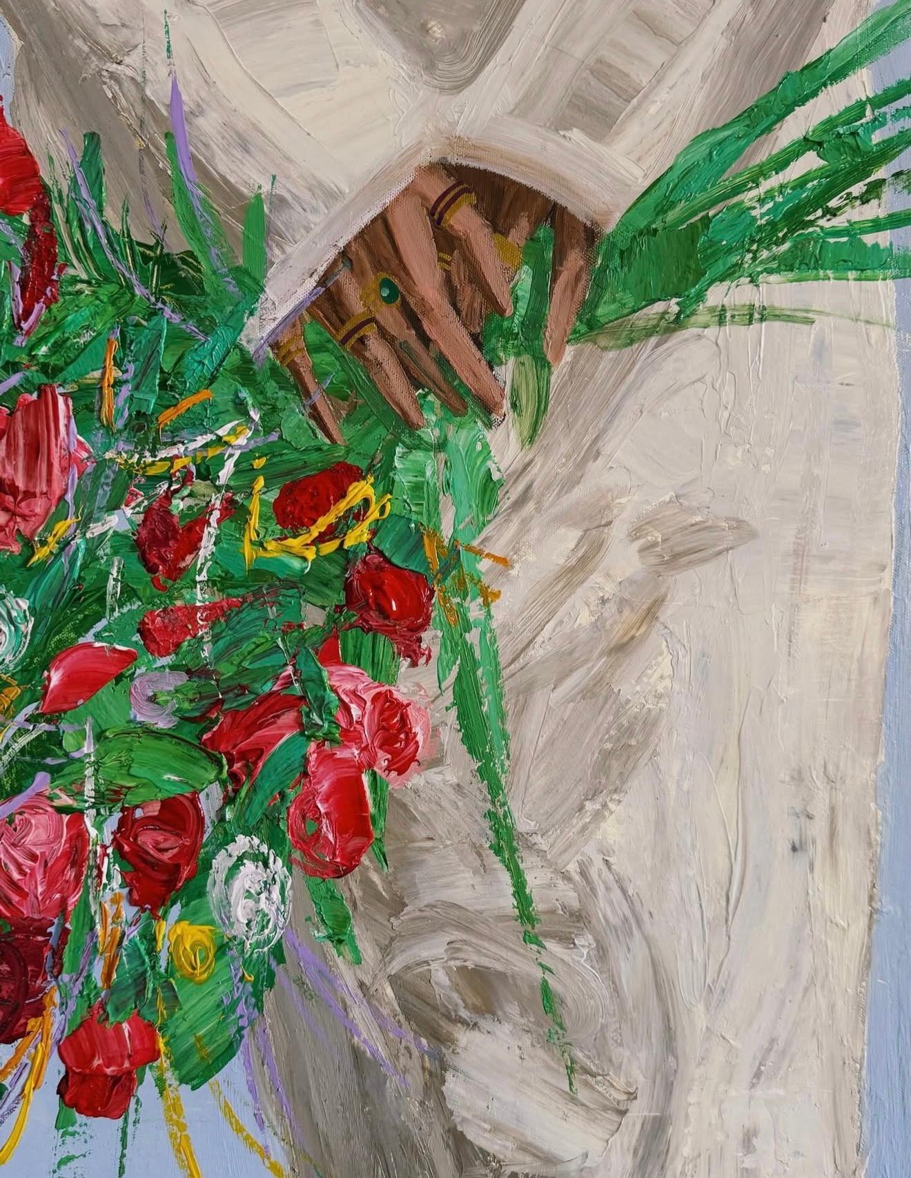 The flowers are not from you, 130x100cm, acrylic on canvas For Sale 1