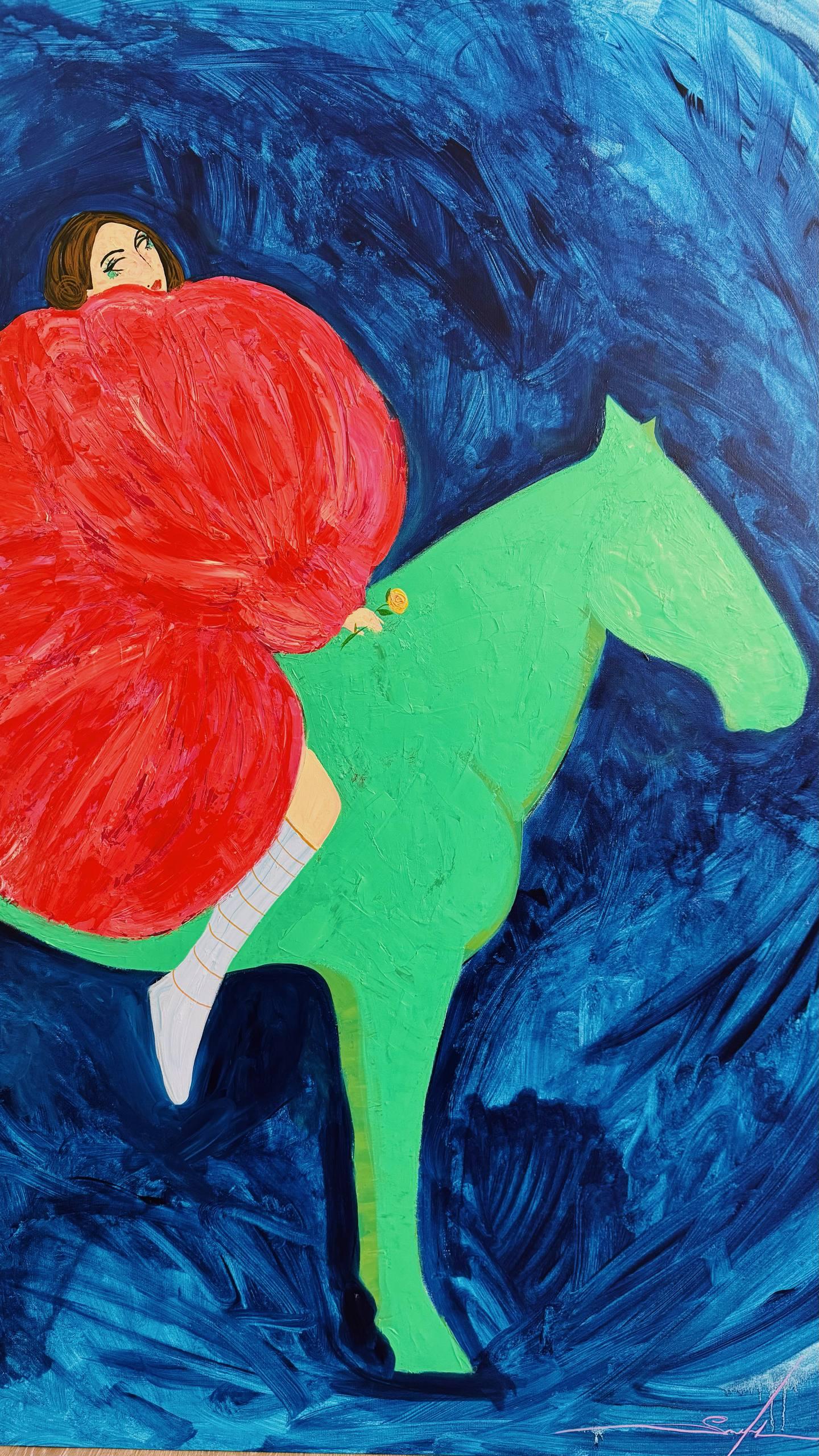 Where Dreams May Come, 150x150cm, Acryl auf Leinwand – Painting von Majnun