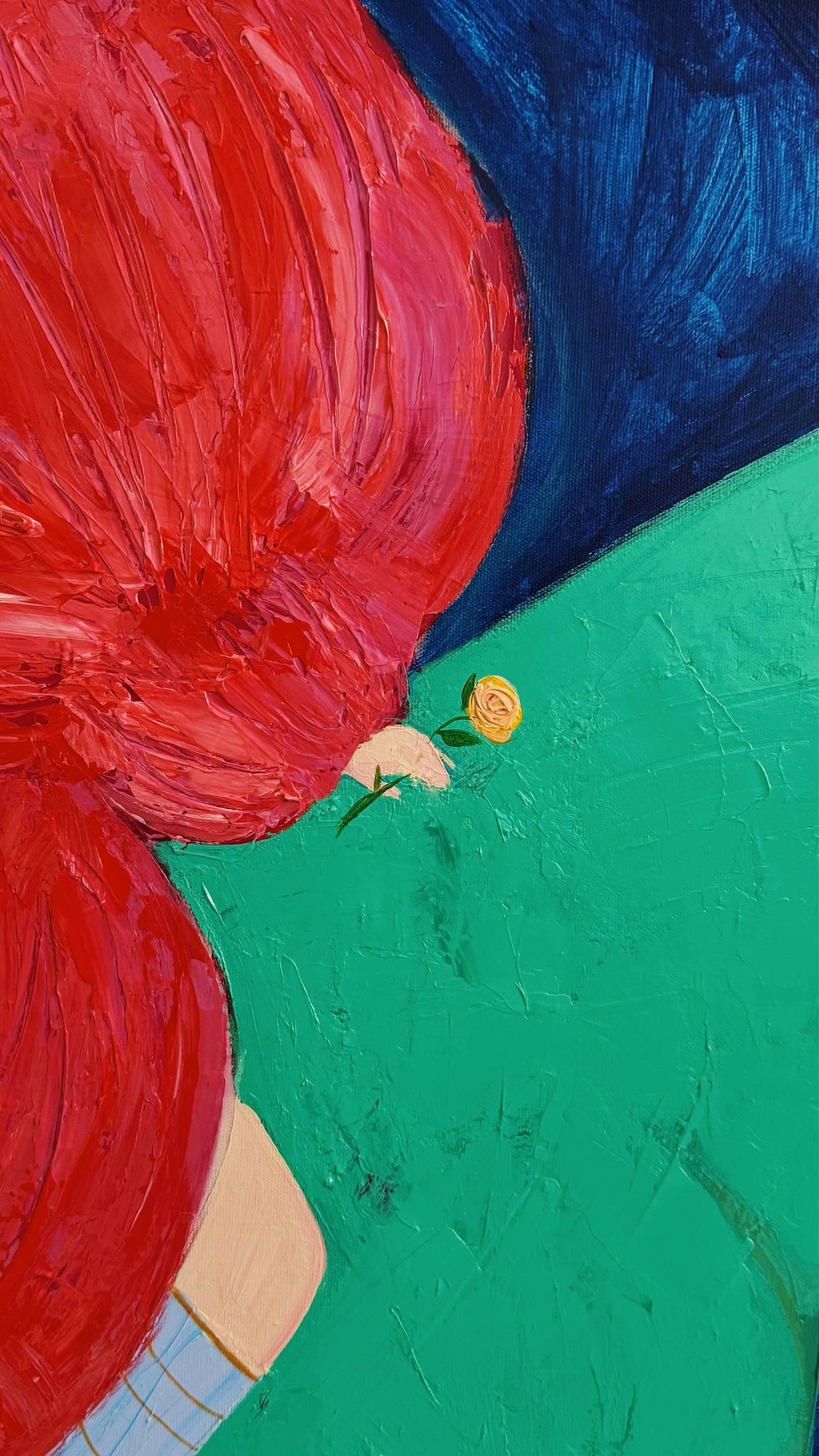 Where Dreams May Come, 150x150cm, Acryl auf Leinwand (Blau), Figurative Painting, von Majnun