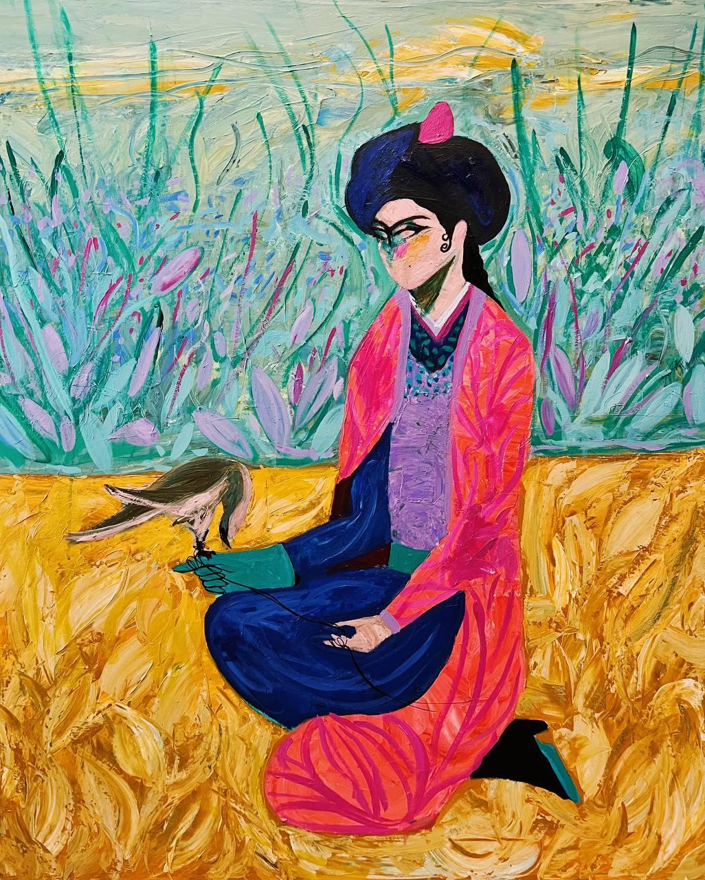 Majnun Figurative Painting - Your breath is in the air, 120x100cm