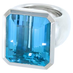 Majo Fruithof of Zurich Massive Modernist Aquamarine Ring