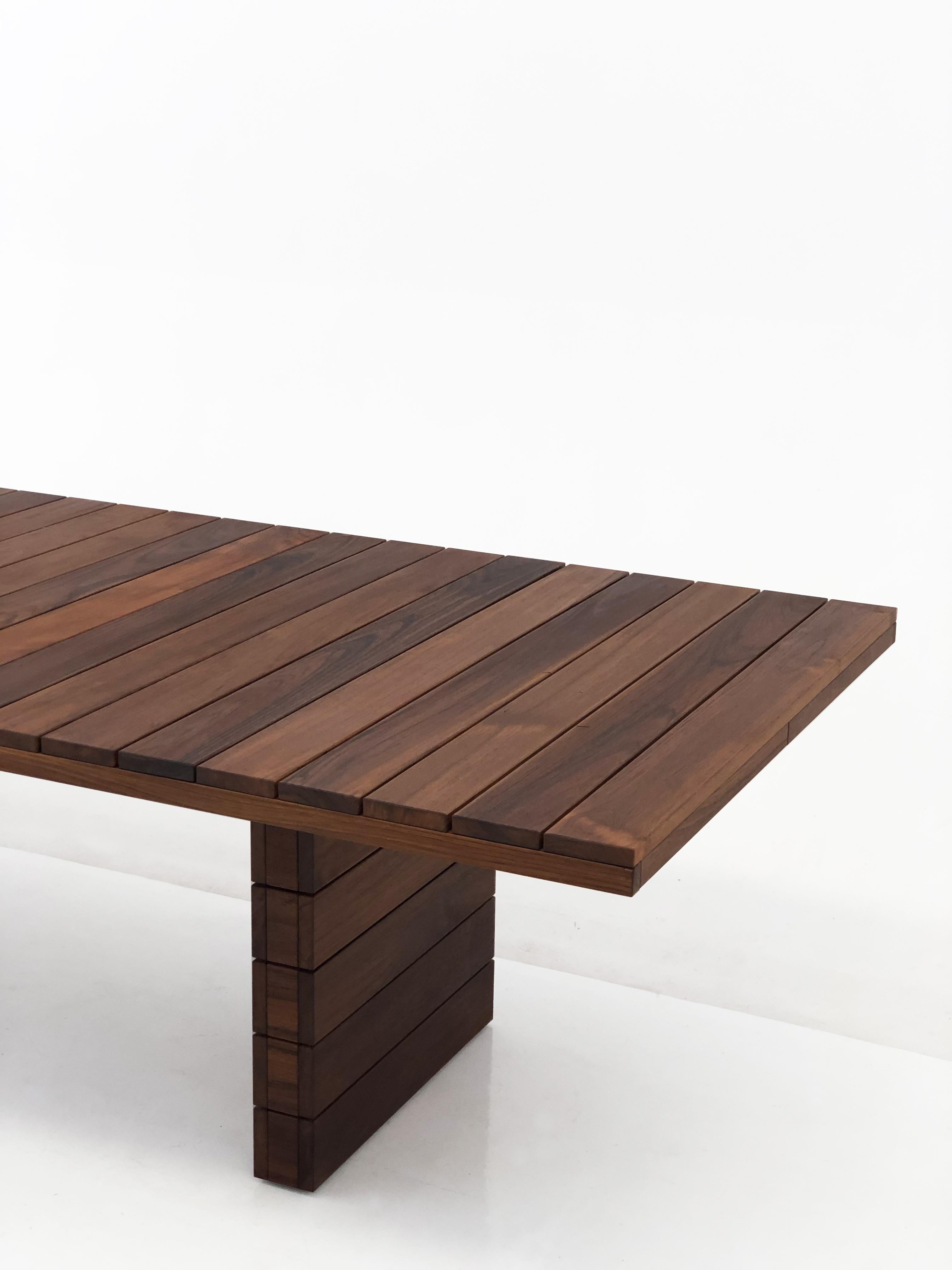 Contemporary Majo, the Simple and Robust Outdoor Table in Teak Wood For Sale