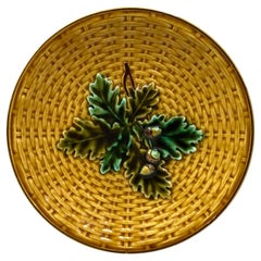 Antique Majolica Acorn and Oak Leaves Plate Villeroy & Boch Plate, circa 1890