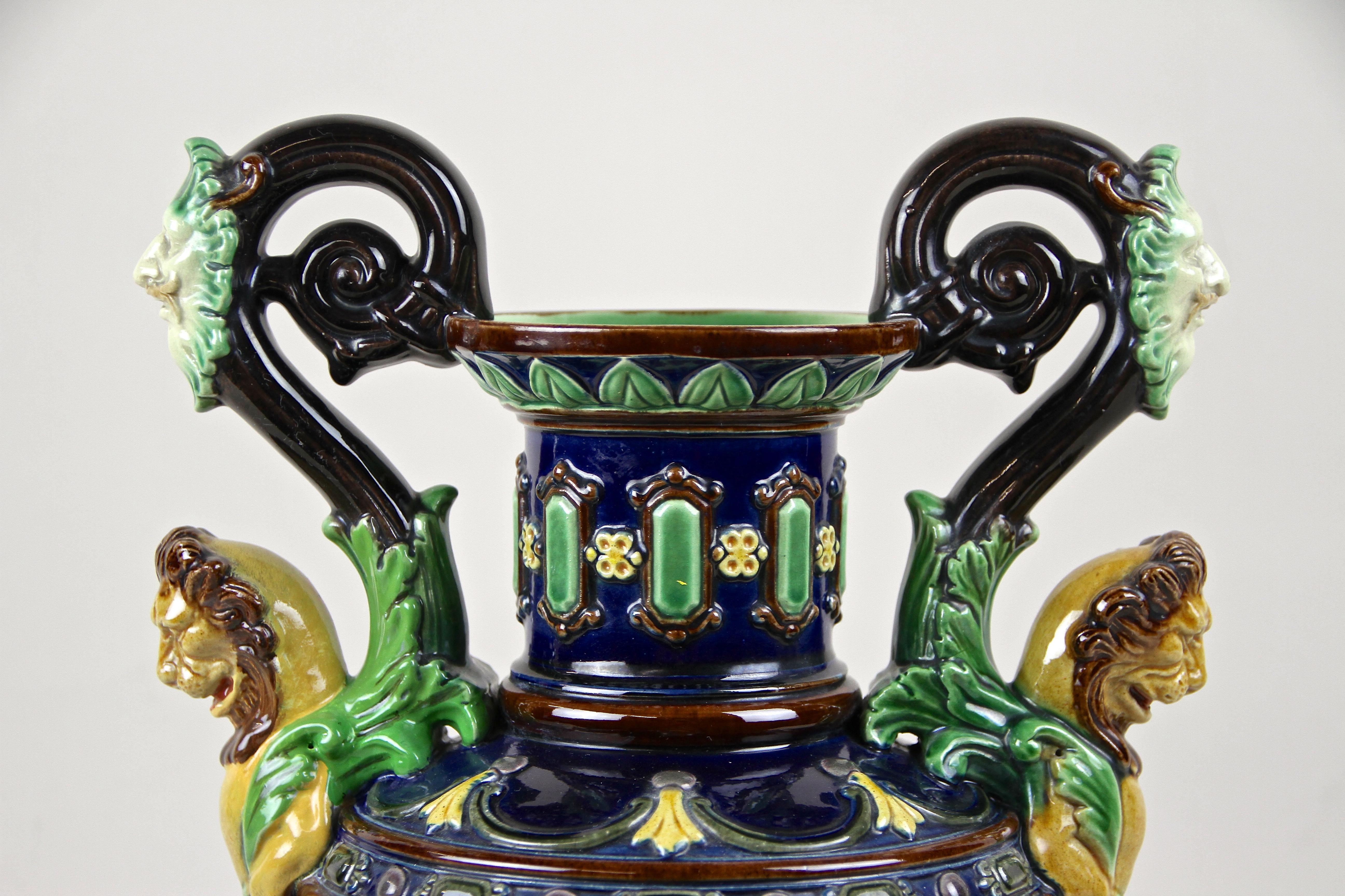Majolica Amphora Vase by Johann Maresch, Bohemia, circa 1870 3