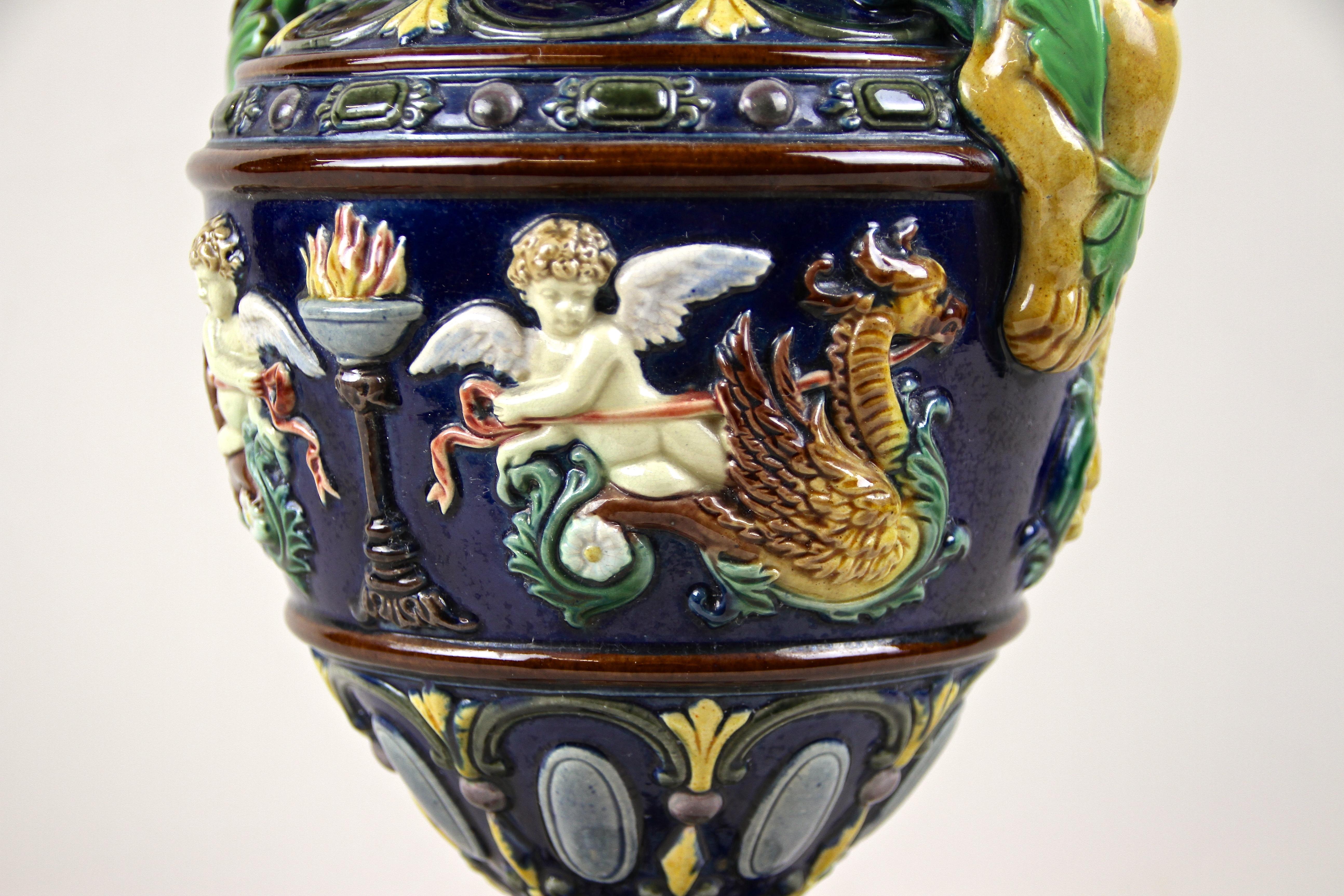 Majolica Amphora Vase by Johann Maresch, Bohemia, circa 1870 7