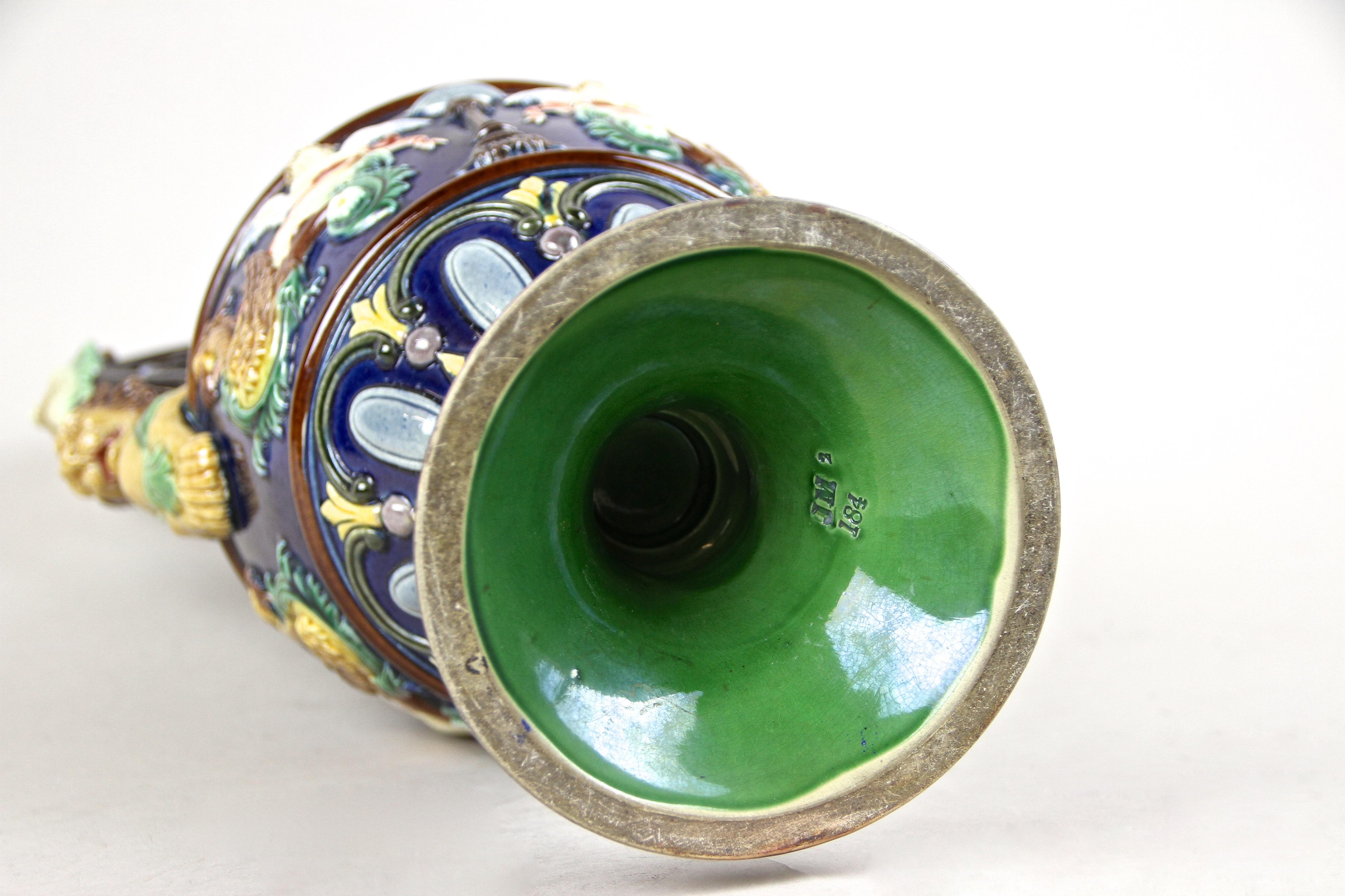 Majolica Amphora Vase by Johann Maresch, Bohemia, circa 1870 9