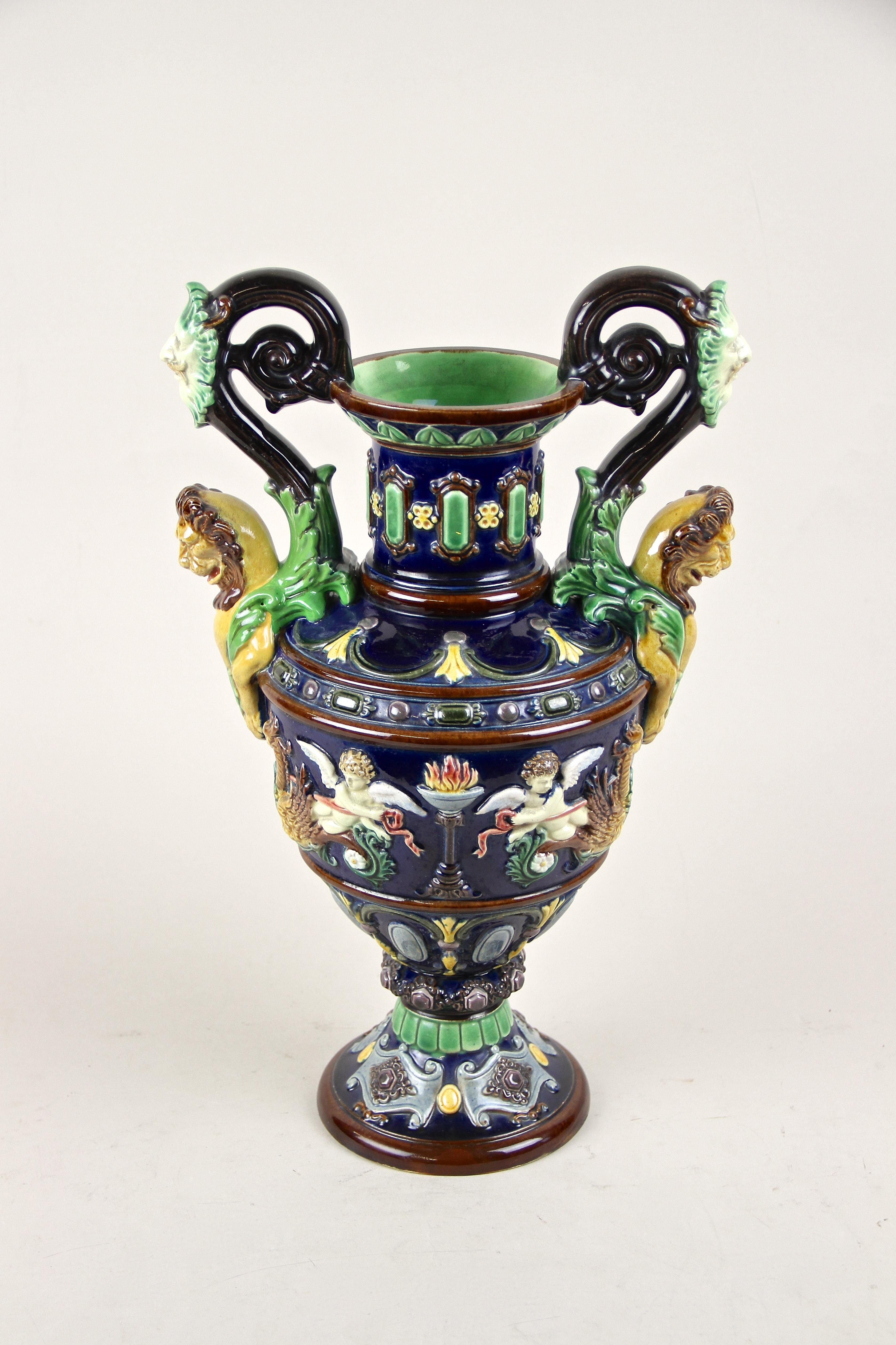Majolica Amphora Vase by Johann Maresch, Bohemia, circa 1870 2