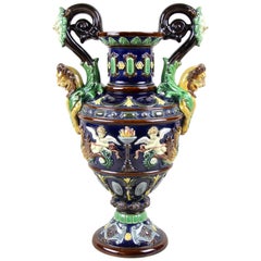 Majolica Amphora Vase by Johann Maresch, Bohemia, circa 1870
