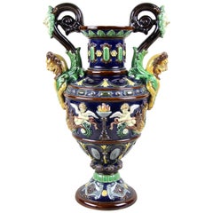 Majolica Amphora Vase by Johann Maresch, Bohemia, circa 1870
