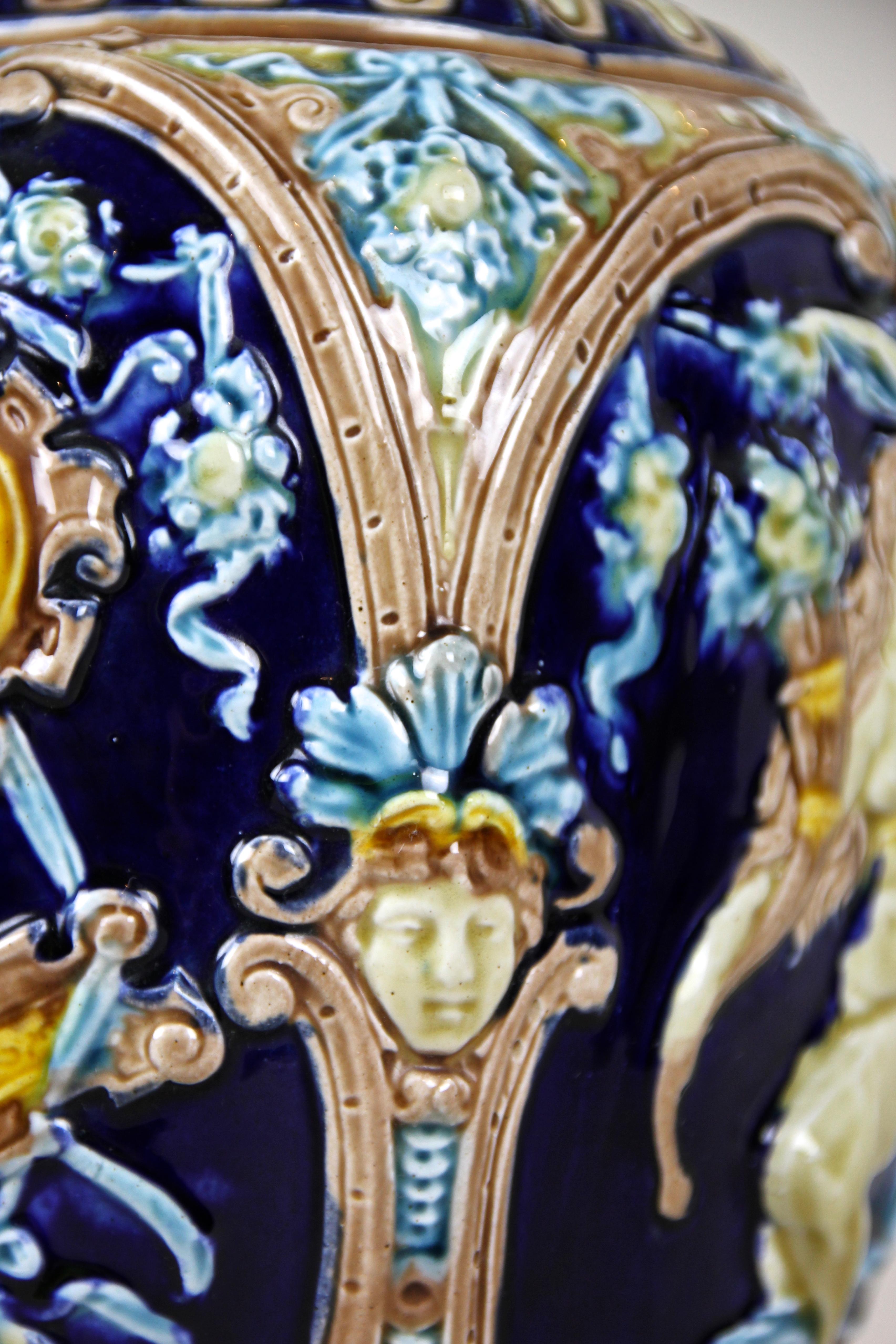 20th Century Majolica Amphora Vase by Schuetz Cilli, Slovenia, circa 1900