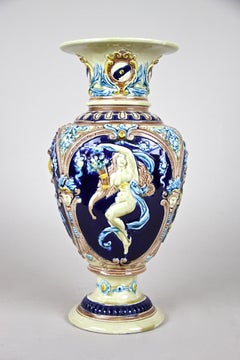 Vase à amphores en majolique de Schuetz Cilli, Slovénie, vers 1900