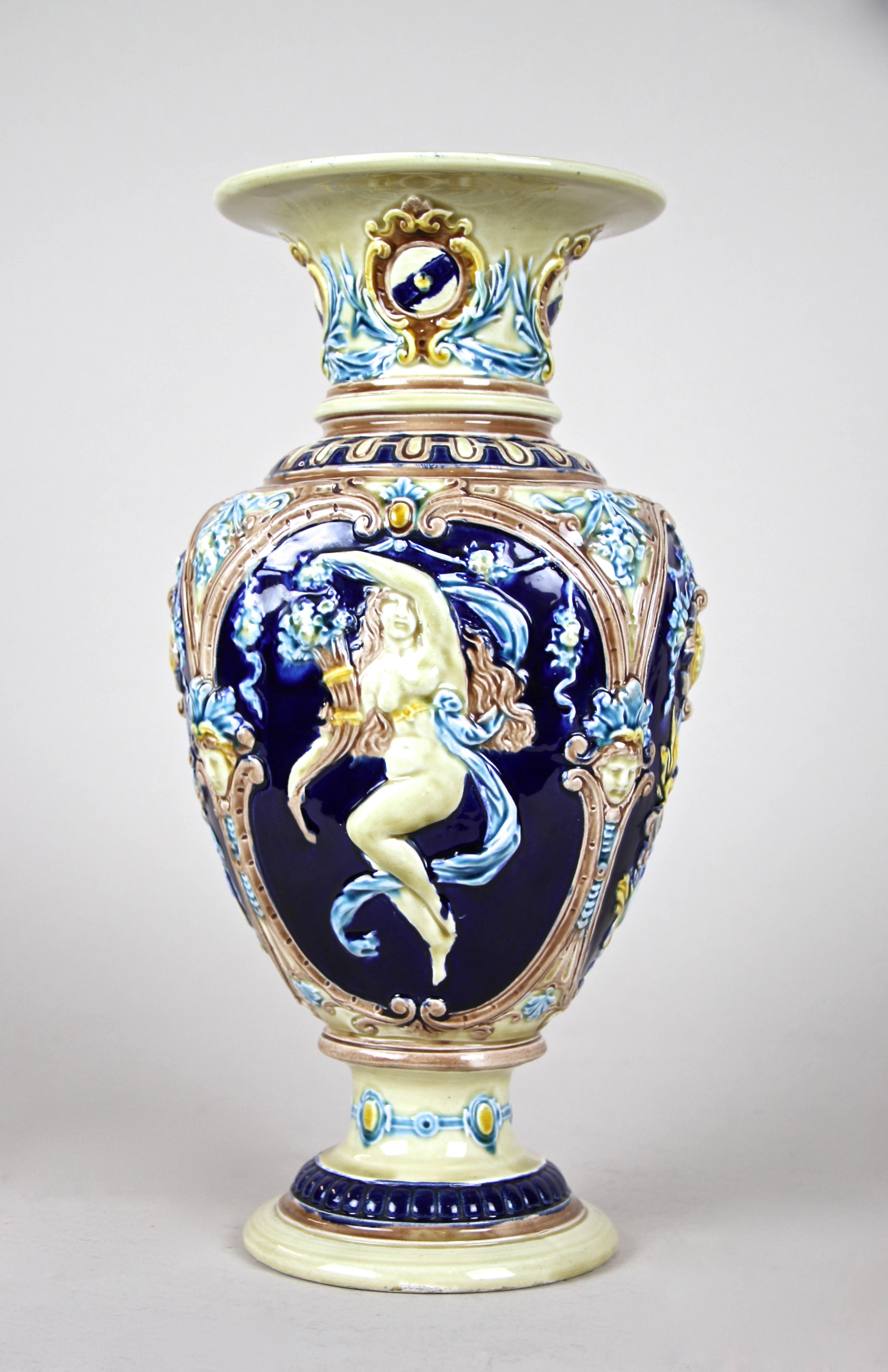 Art Nouveau Majolica Amphora Vase by Schuetz Cilli, Slovenia, circa 1900