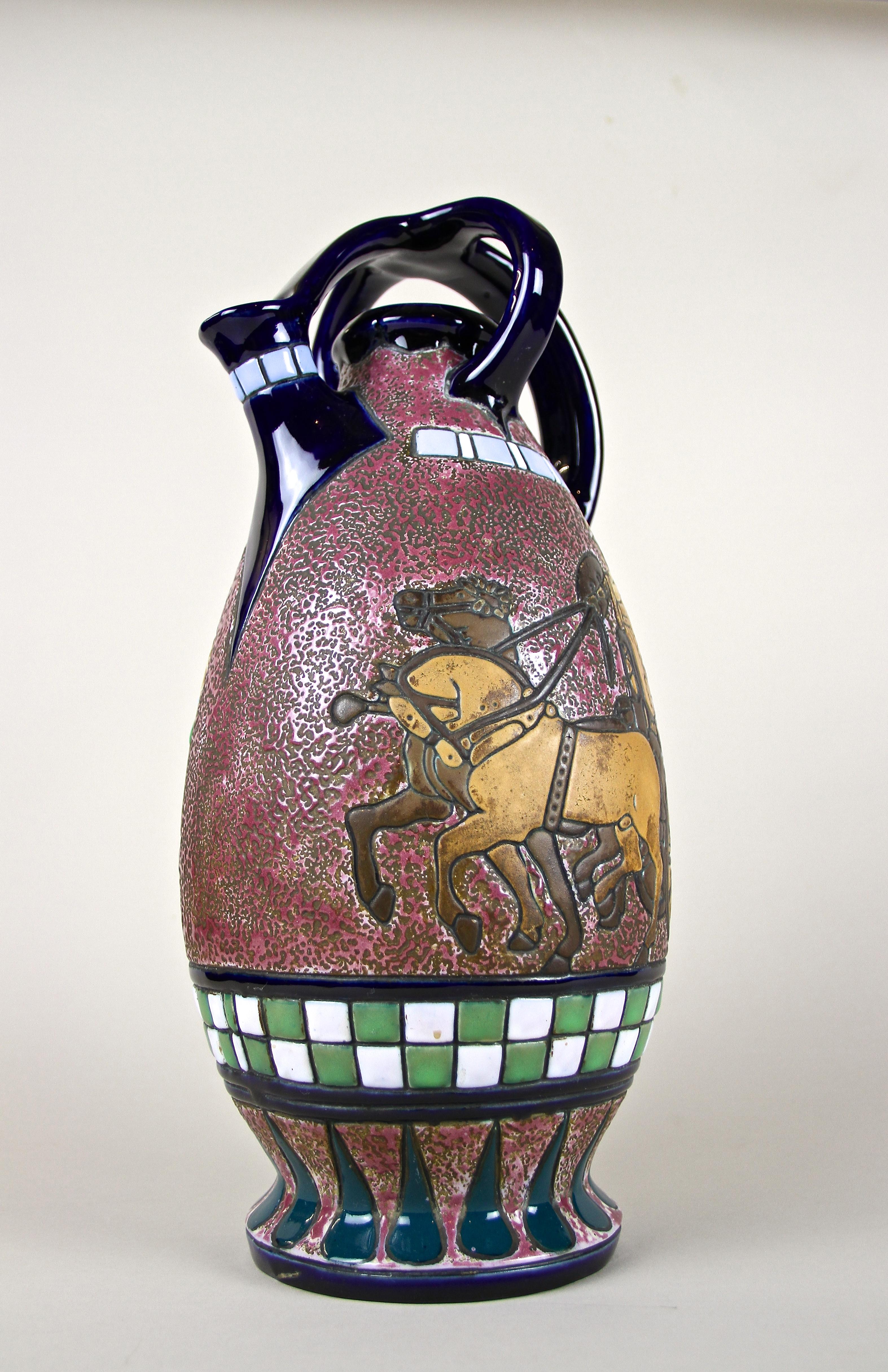 Majolica Amphora Vase Enamel Painted by Amphora CZ, Art Deco Period, circa 1920 9