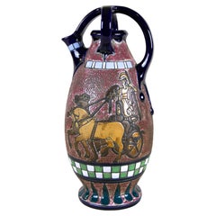 Majolica Amphora Vase Enamel Painted by Amphora CZ, Art Deco Period, circa 1920