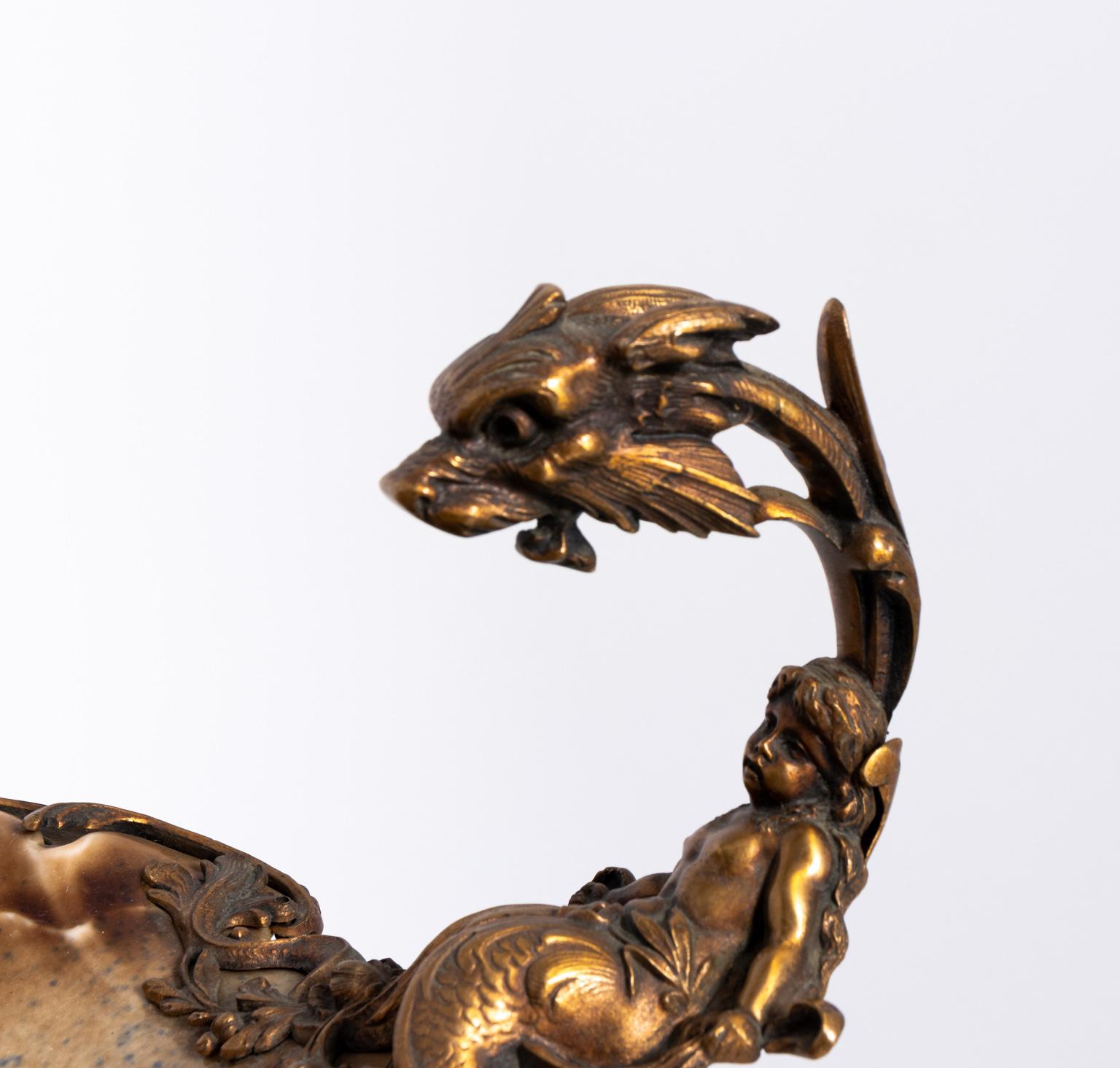 Majolica and Bronze Vintage Shell for Tazza Centerpiece 8