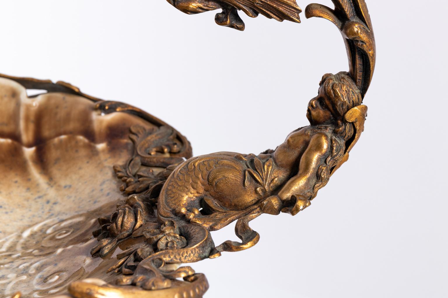 Majolica and Bronze Vintage Shell for Tazza Centerpiece 10
