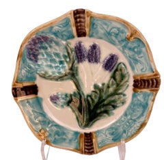 Majolica Antique French Artichoke Plate Collectible Circa 1890