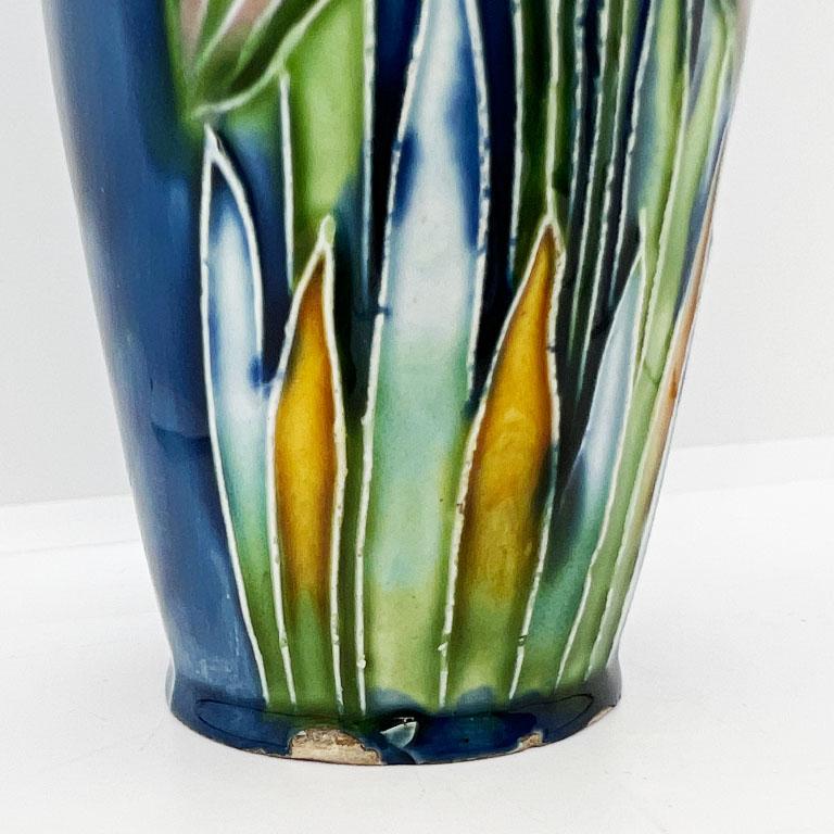 Majolica Polychrome Art Nouveau Ceramic Vase or Drinking Cup with Floral Motif 1