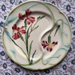 Majolica asparagus Art Nouveau plates Longchamp