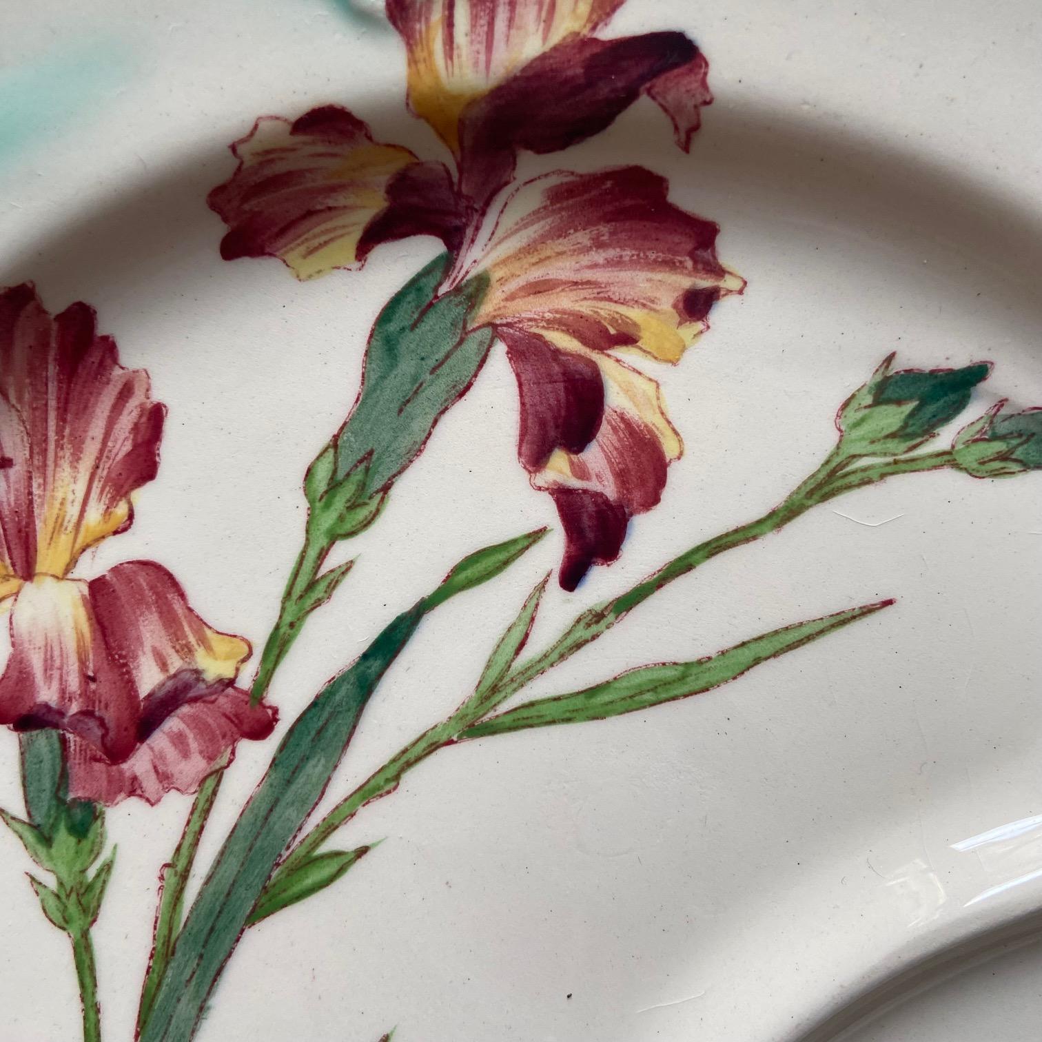 Piatti in maiolica con asparagi Art Nouveau Longchamps In condizioni discrete in vendita a ASNIÈRES-SUR-SEINE, FR