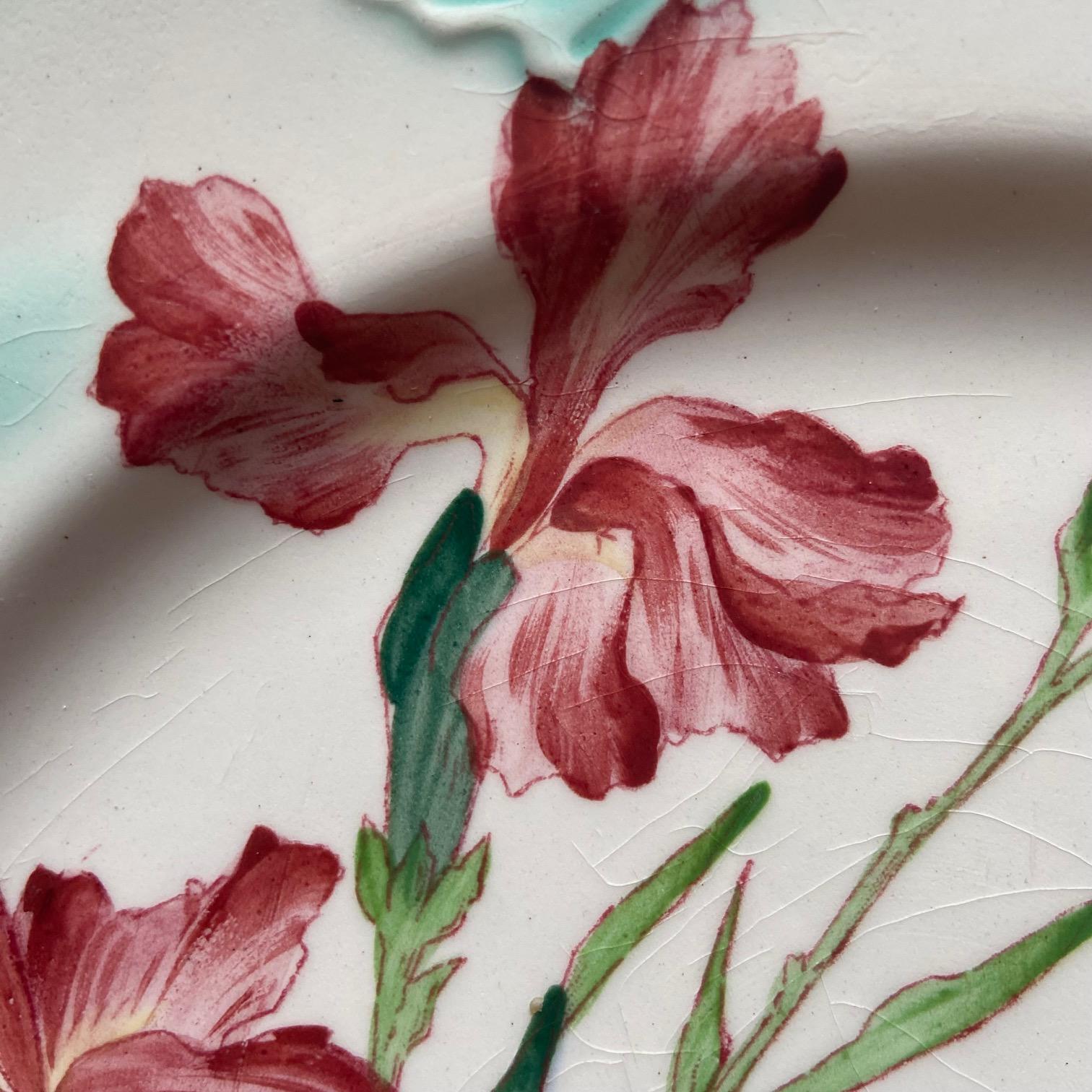 Piatti in maiolica con asparagi Art Nouveau Longchamps in vendita 2