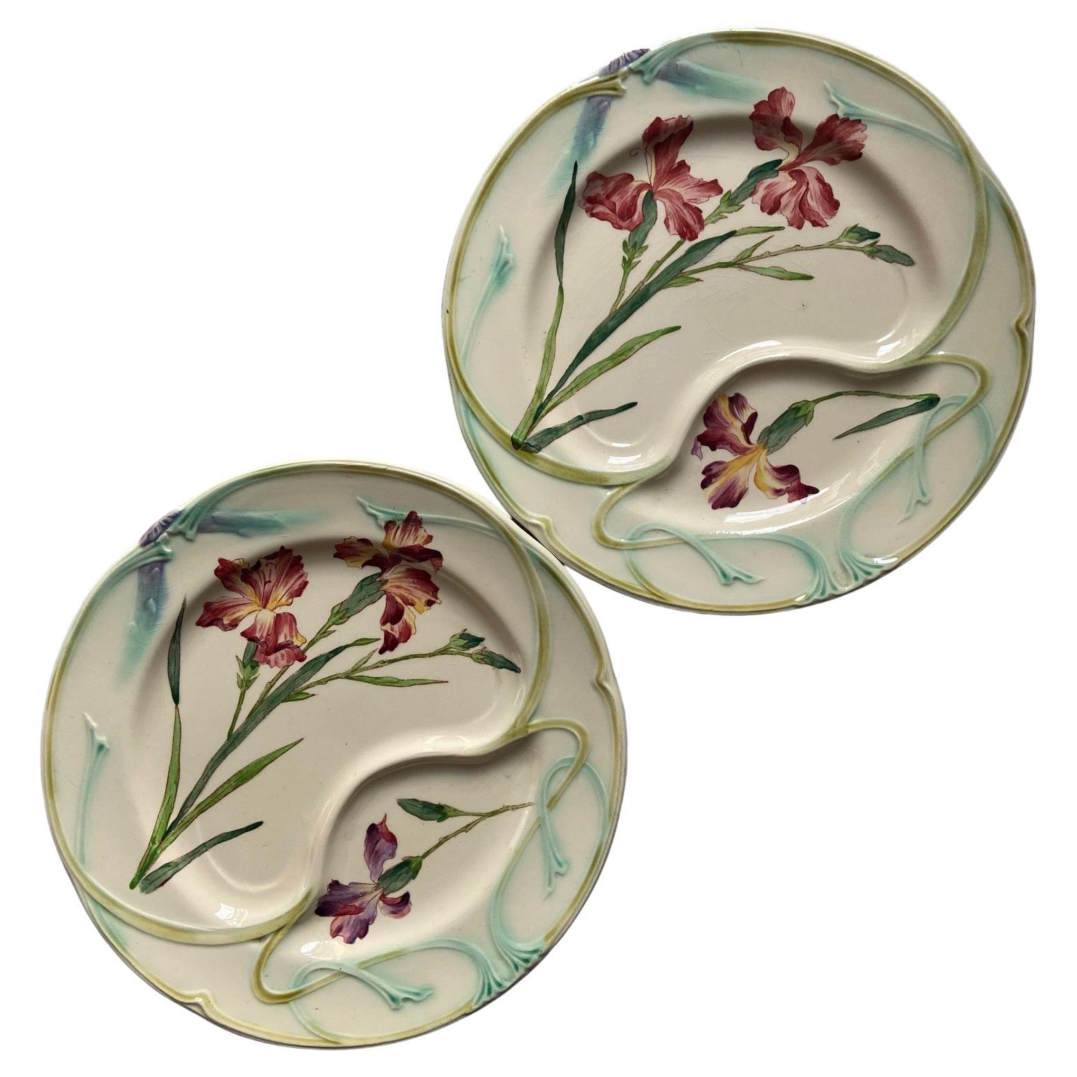 Majolica asparagus Art Nouveau plates Longchamp