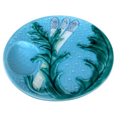 Majolika-Spargelteller Clairefontaine, um 1880