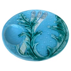 Majolika-Spargelteller Clairefontaine, um 1880