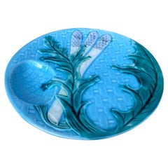 Majolika-Spargelteller Clairefontaine, um 1880