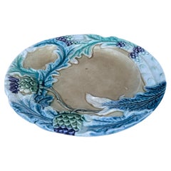 Majolica Asparagus Plate Fives Lille, circa 1890