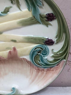Majolica Asparagus Plate Keller et Guerin Luneville, circa 1880