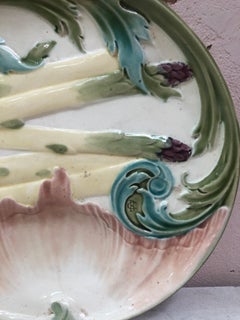 Majolica Asparagus Plate Keller et Guerin Luneville, circa 1880