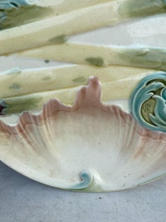Majolica Asparagus Plate Keller Et Guerin Luneville, circa 1880