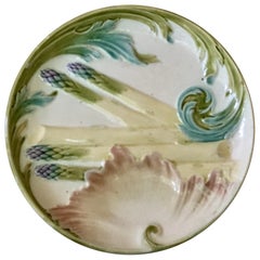 Majolica Asparagus Plate Keller et Guerin Luneville, circa 1880