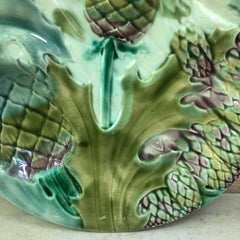Majolica Asparagus Plate Luneville Keller and Guerin, circa 1890