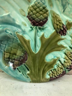 Majolica Asparagus Plate Luneville Keller and Guerin, circa 1890