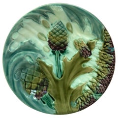 Majolica Asparagus Plate Luneville Keller and Guerin, circa 1890