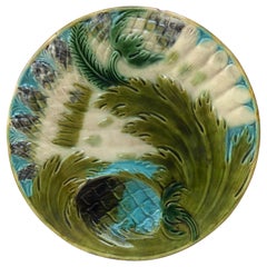 Majolica Asparagus Plate Saint Amand, circa 1880