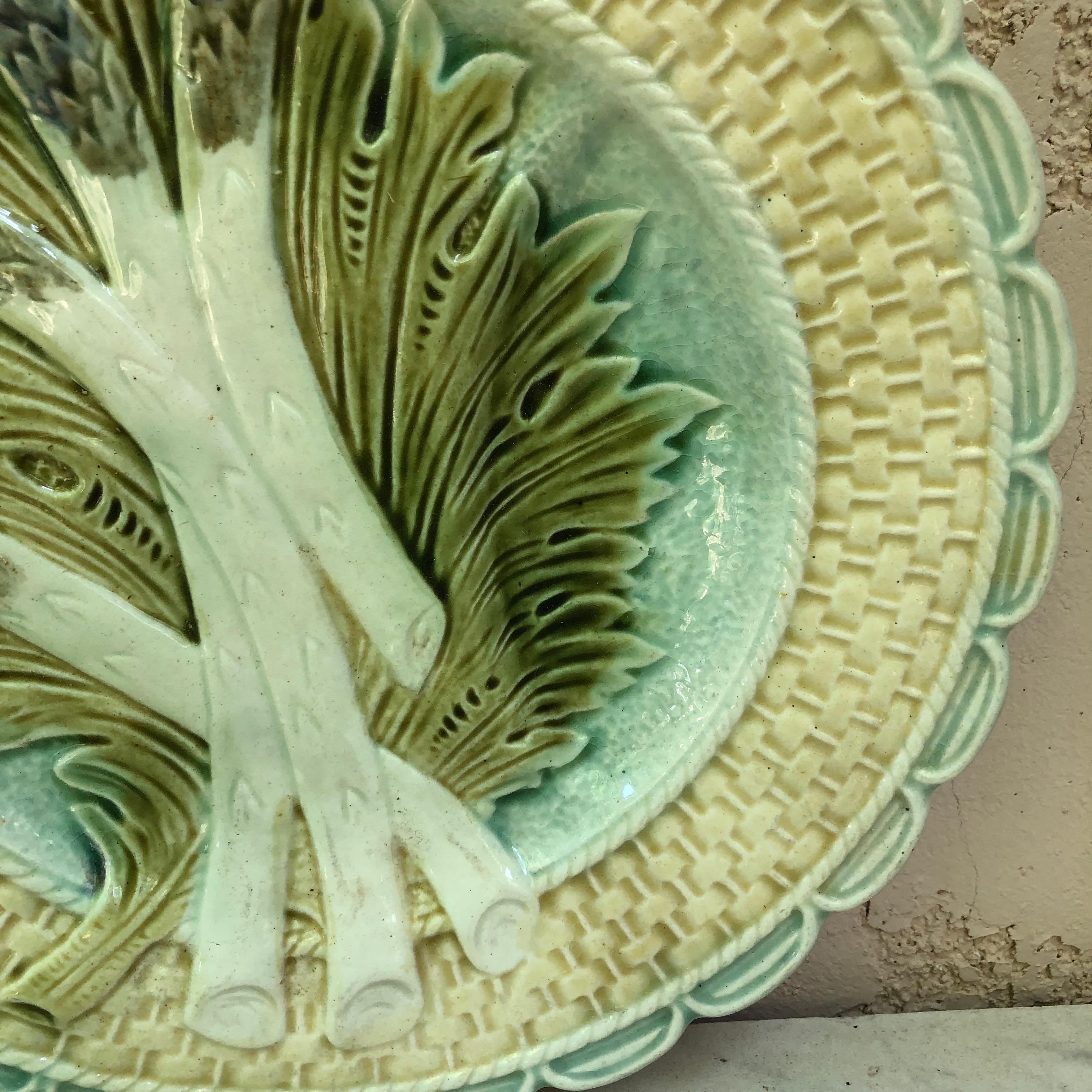 French Majolica Asparagus Plate Salins, circa 1890