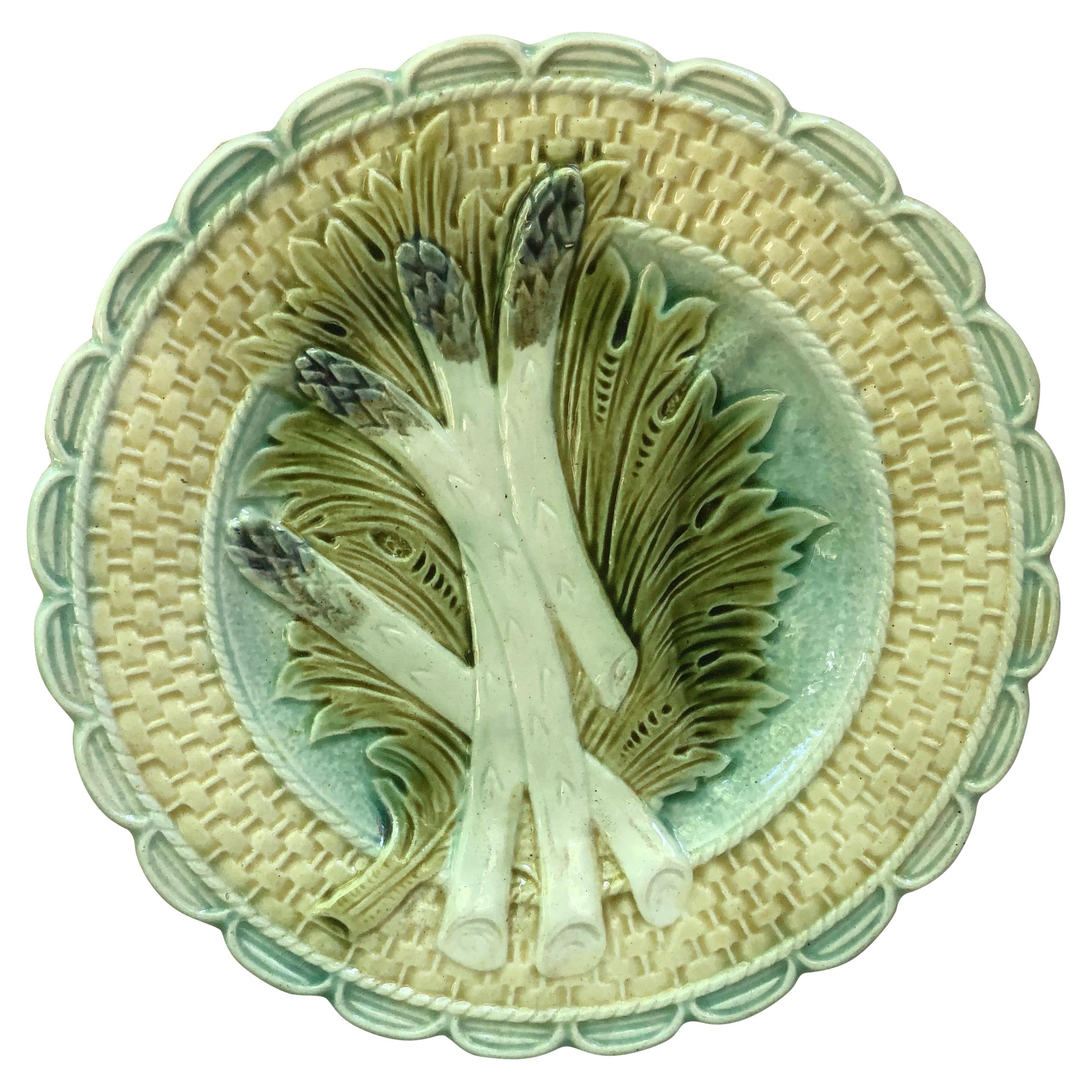 Majolica Asparagus Plate Salins, circa 1890