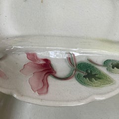 Majolica Asparagus Plate with Cyclamens Keller & Guerin Saint Clement