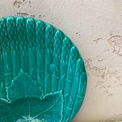 Majolica Asparagus Plate with Leaf Saint Amand, circa 1930