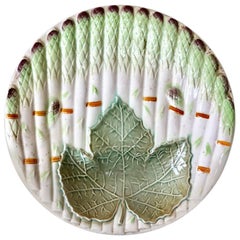 Majolica Asparagus Plate with Leaf Saint Amand, circa 1930